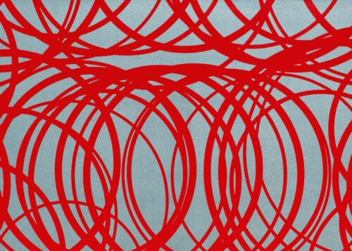 Claus Prokop, KR7_IK38_R1, 2023, Hammerschlaglack auf Stahlregalboden, 38x60x1,8 cm