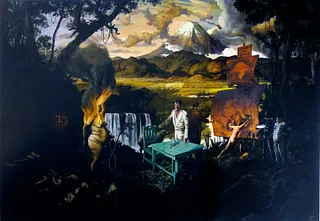 Daniel Lezama, Cita Bajo el Volcán, 2010 Öl auf Leinwand, 350 x 480 cm © Museum Angerlehner