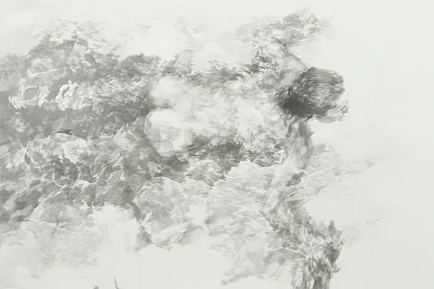 Einladungssujet Wasser, 2020, Graphitstift und Buntstift auf Papier, 125 x175 cm ©Foto Reinhard Muxel, Bildrecht Wien