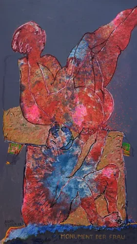 Henk Stolk, Monument der Frau, Acryl auf Leinwand, 230 x 130cm, 2023