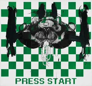 TOMAK, Press Start 2024, 150 x 160 cm, Acryl, Siebdruck auf Leinwand