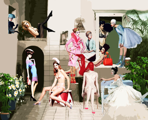 Billi Thanner, Ich und meine Freundinnen, 2016, Mixed Media, 120 x 150 cm © Museum Angerlehner