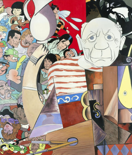 Erró, The Violin of Picasso, 2010, Acryl auf Leinwand, 118 x 100 cm © Museum Angerlehner