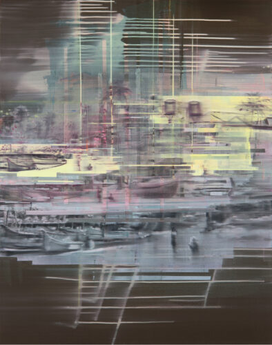 Eva Wagner, Aus der Serie ‚Am Wasser‘, 2014, Gouache, Acryl auf Leinwand, 160 x 125 cm © Museum Angerlehner