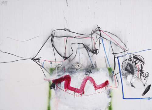 Jürgen Messensee, Yoyo, 2010 – 2012, Acryl, Kohle und Spray auf Leinwand, 145 x 200 © Museum Angerlehner