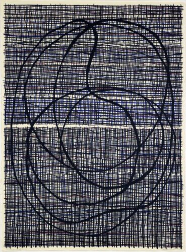 Marga Persson, Scanning the evil, 2009, Tusche auf Japanpapier, 89 x 65 cm © Museum Angerlehner