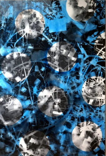 Hans Kupelwieser, Ohne Titel, 2013, Fotoframm auf LW, blaues Epoxidharz, 277 x 190 cm